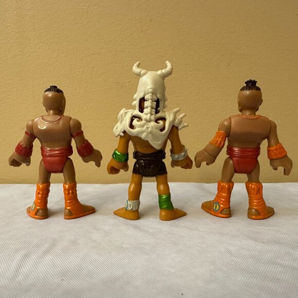 7 Imaginext Figures / 3 Tribal Warriors and 4 Jurassic World Raptors - Picture 3 of 12